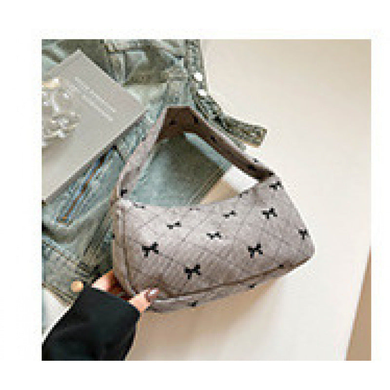 Corduroy Fashion Printed Shoulder Bag for Women 2025 New Autumn Crossbody Bag Simple Trendy Single Shoulder Bag