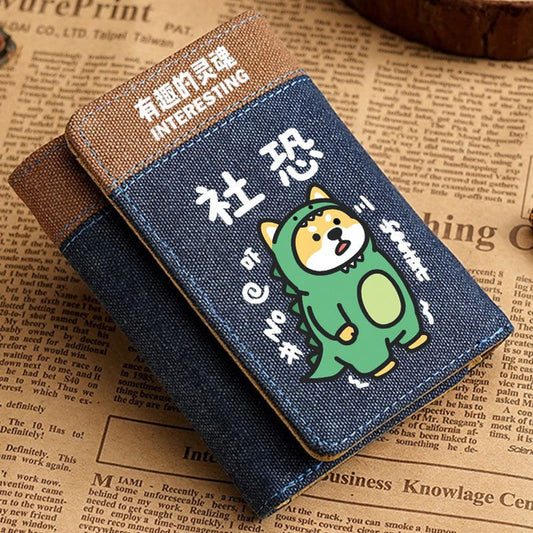 Cute Animal Print Women's Three-Fold Wallet Multiple Card Slots Lightweight Breathable Waterproof Design