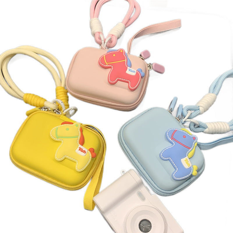Cute Horse Design Portable Camera Case with Shockproof Protection and Adjustable Strap for Action Cameras
