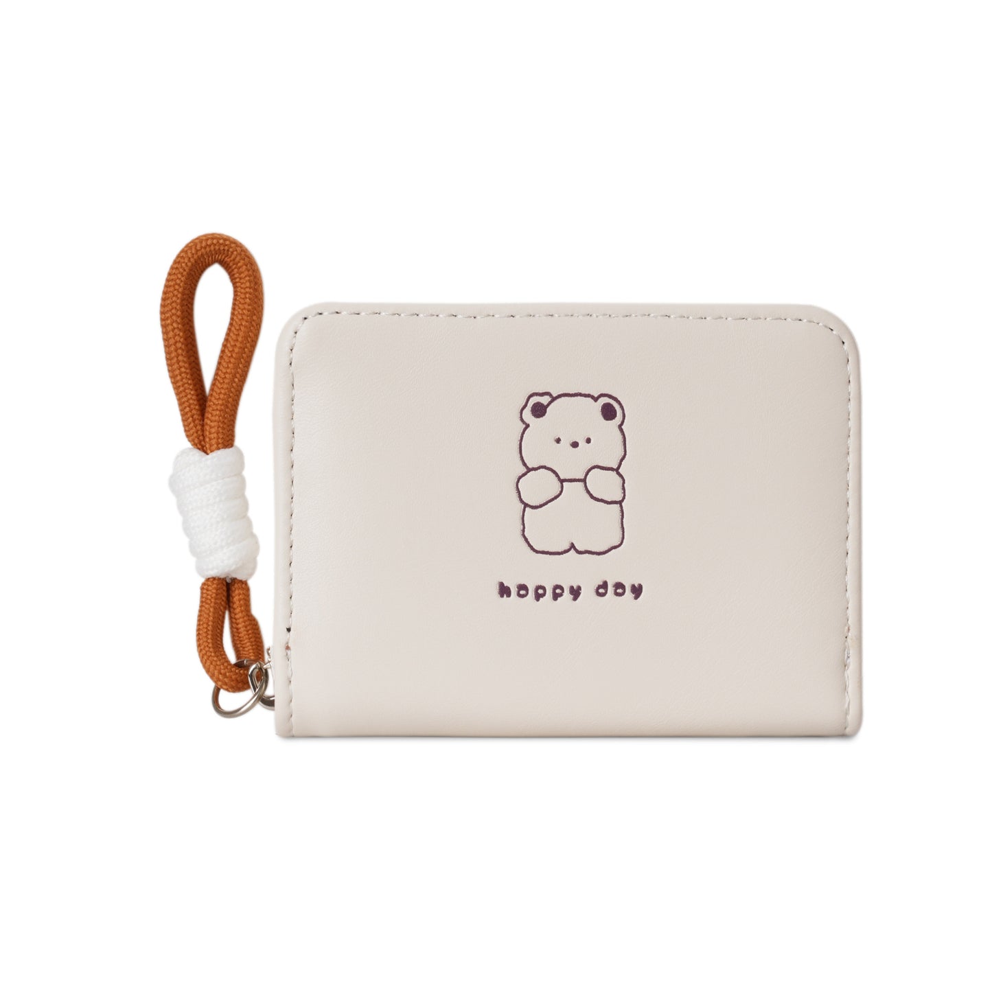 Women's Wallet Cute Cat Pattern Short Card Holder with Bends and Hitches Lanyard Women's Simple Daily Coin Purse