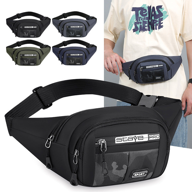 Men's Stylish and Versatile Waist Bag Lightweight Durable Multi-Pocket Outdoor Sports Trip Crossbody Bag