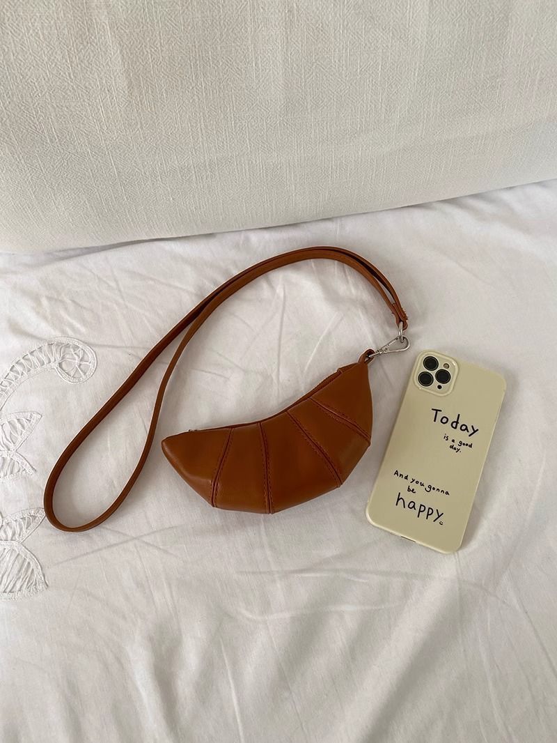 Retro Style PU Leather Women's Mini Messenger Bag Zipper Design Storage Headset Change and Key Everyday Joker Fashion Pouch