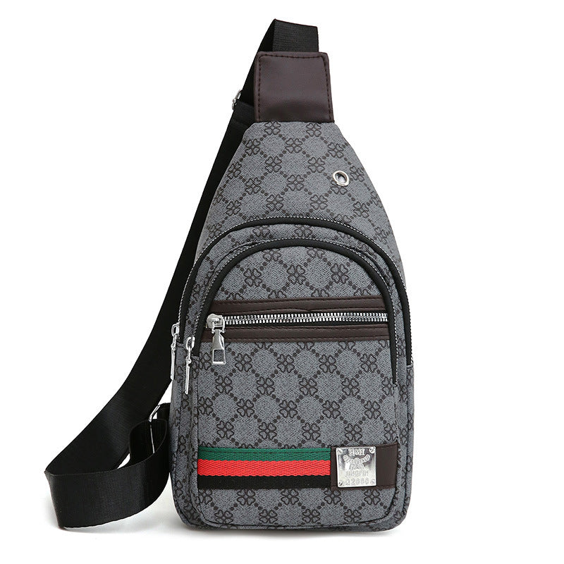New Contrast Color Pu Soft Leather Casual Chest Bag Korean Style Men and Women Crossbody Fashion Travel Fashion Small Backpack Women