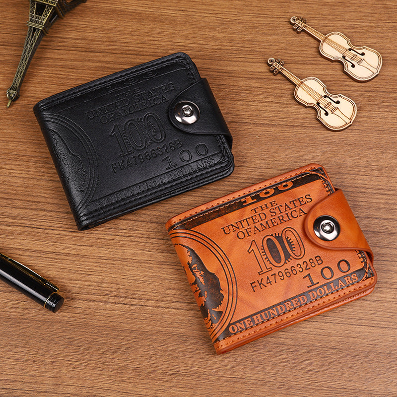 Retro US Dollar Design PU Wallet for Men, Lightweight and Multi-functional Bifold with Vintage Style