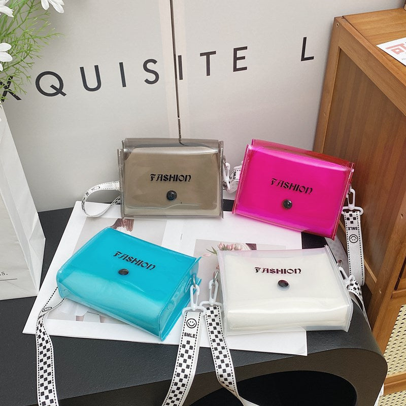 Candy Color Fashion Crossbody Bag for Women, Transparent PVC Jelly Style Small Square Bag with Single Shoulder Strap, Trendy Streetwear Design