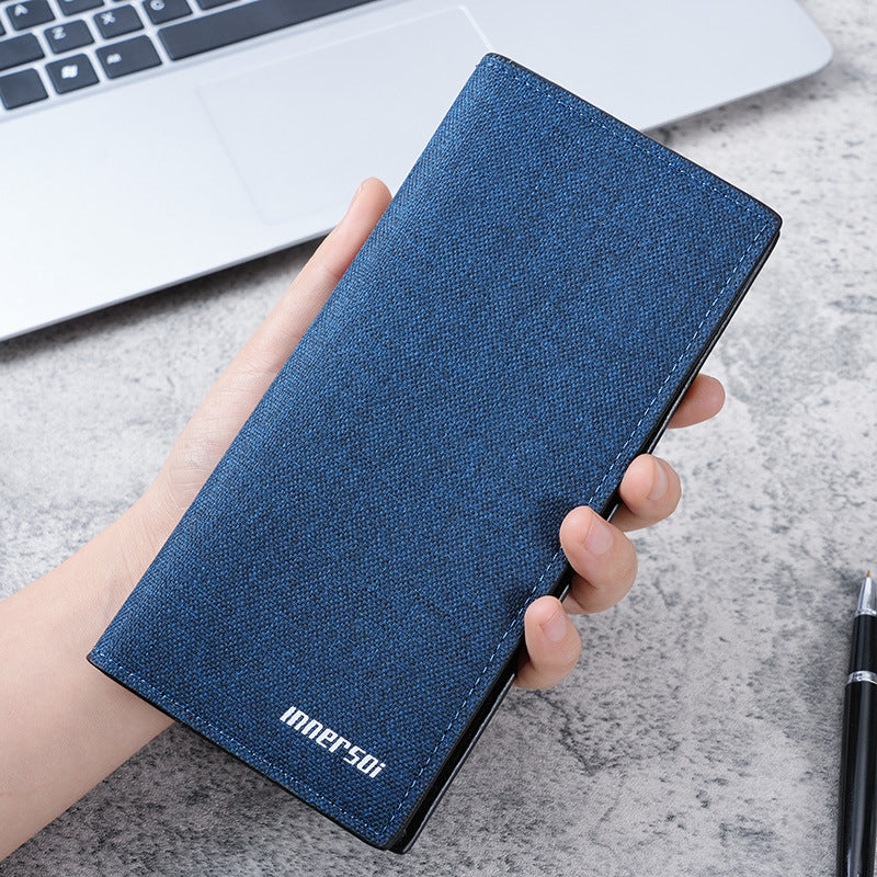 Wallet Men's Long Type Ultra-Thin Korean Style Youth Cool Wallet Student Minimalist Youth Wallet Buckle