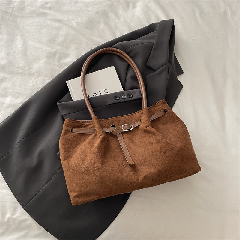 Fashionable Casual Large-Capacity Suede Tote Bag New Commuter Super Popular High-Grade Shoulder Bag for Women