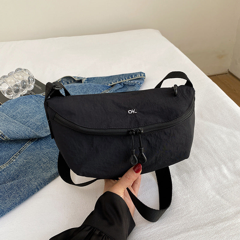 New Korean Style Casual Messenger Bag Zipper Design with Mobile Phone Bag Soft Fabric Everyday Joker Dumpling Making
