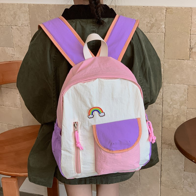 New Western Style Children's Rainbow Backpack Boys and Girls Casual Cute Kindergarten Backpack