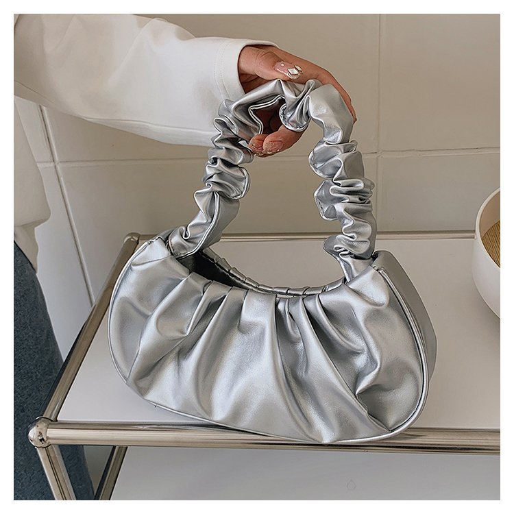 Faux Leather Pleated Cloud Bag Women's Fashion Shoulder Bag 2025 Trendy Crossbody Handbag with Magnetic Closure