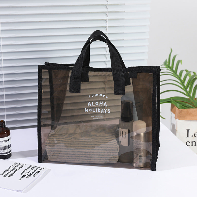 Transparent PVC Beach Tote Bag for Swimming and Travel - Waterproof, Fashionable, Multi-Functional Storage Bag with Summer Design