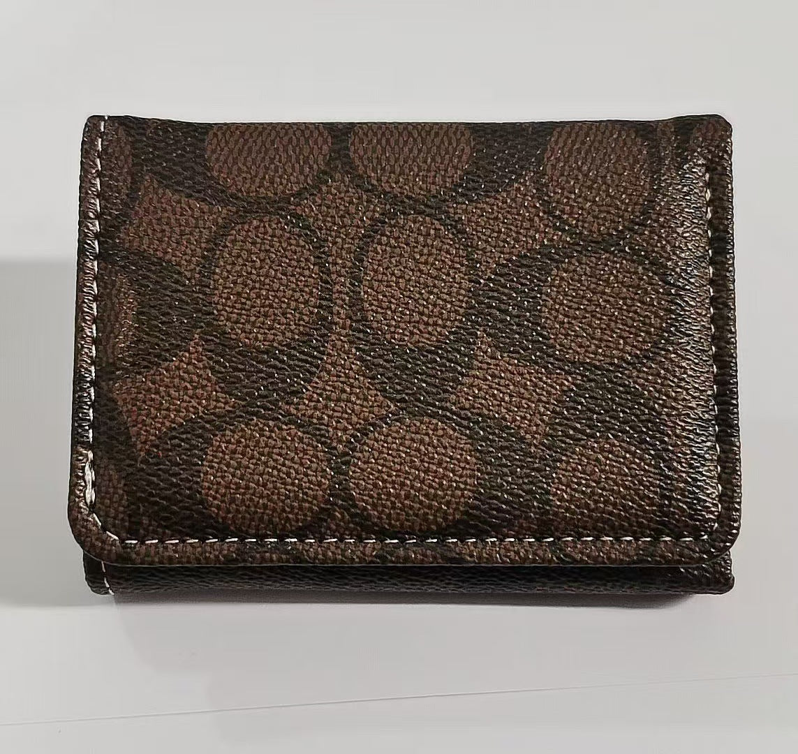 Retro Style PU Leather Short Wallet Card Bag Integrated Large Capacity Folding ID Storage Bag Men and Women