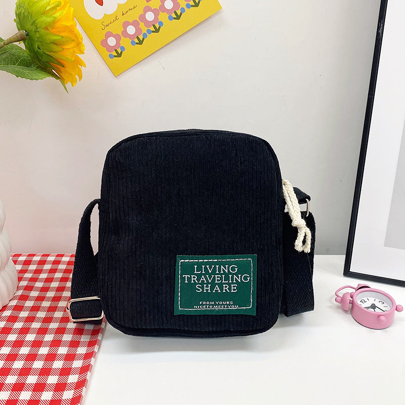 2026 New Korean Style Corduroy Mini Square Shoulder Bag with Braided Tassel and Zipper Closure for Daily Fashion