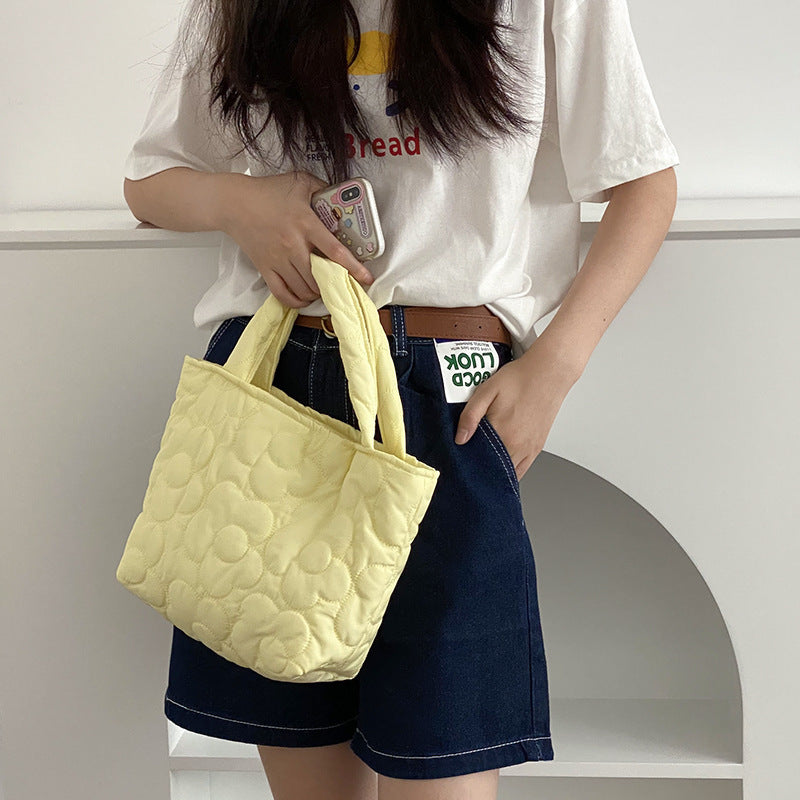 Milk Fufu with Hand Bag Korean Style Contrast Color Sweet Storage Bag Cloth Bag