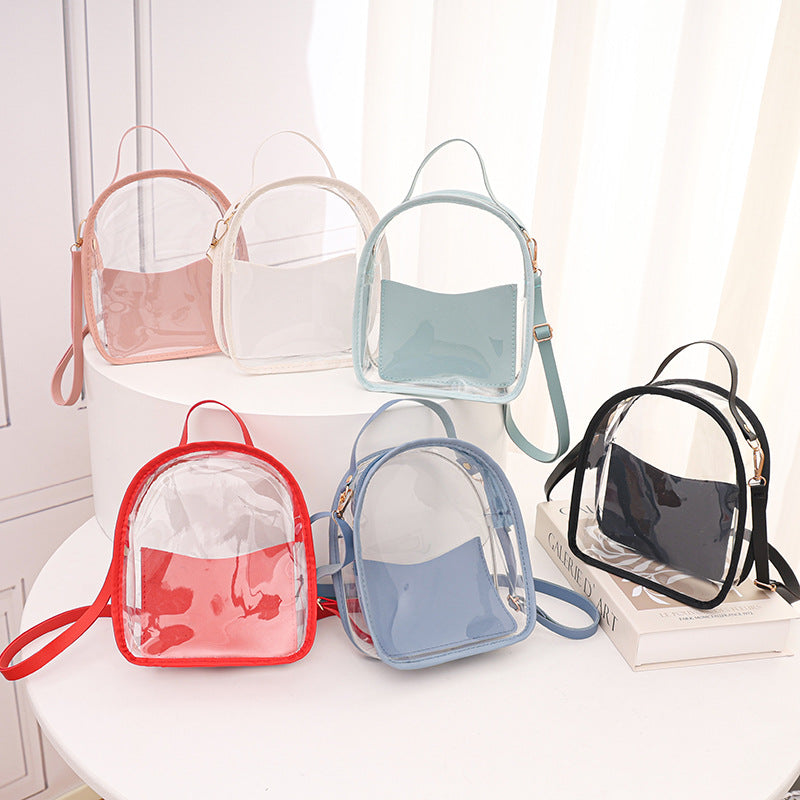 Transparent Jelly Backpack 2025 Summer Fashion PVC Crossbody Bag with Zipper Closure and Inner Pockets for Daily Use