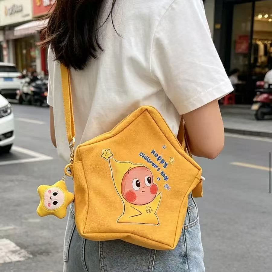 Cute Star Themed Crossbody Bag for Children's Day - Cartoon Design with Pendant, Perfect for Kids' Daily Use