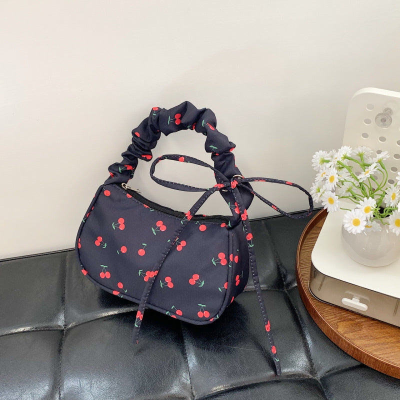 Fresh Sweet Handbags Women 2025 New Fashion Flower Nylon Shoulder Bag Fashion Underarm Bag