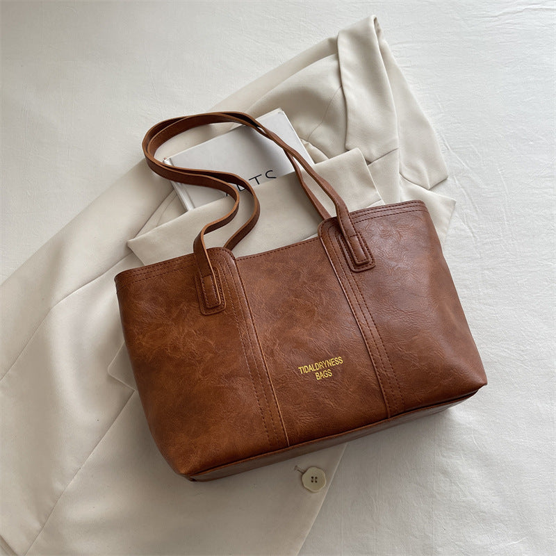 New Women's Large Capacity Casual Tote Bag Advanced Texture Shoulder Bag Commuter's All-Matching Fashion Item