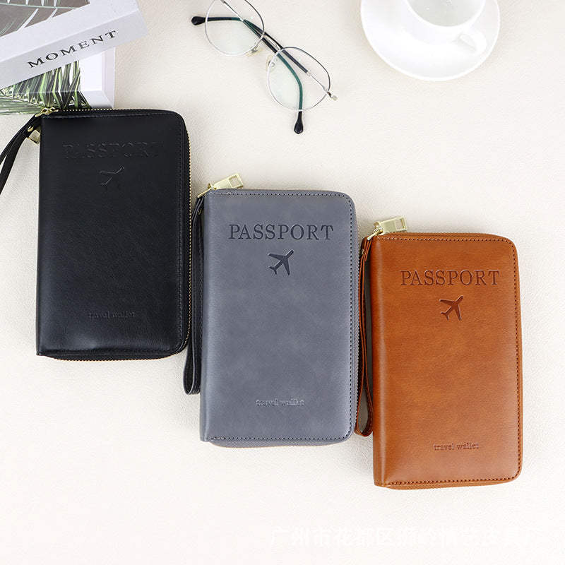Elegant RFID Travel Wallet with Zipper Design for Passport and Ticket Storage, Anti-Theft & Expandable Organizer