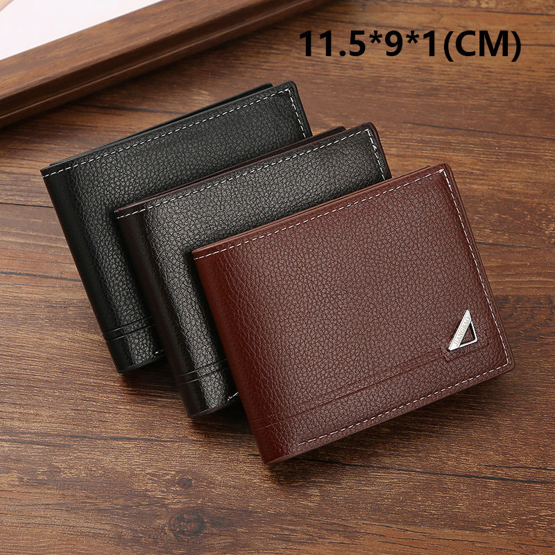 Stylish Men's Short Wallet with Anti-Theft Feature, Soft PU Leather, Business Casual Design, Large Capacity Card Holder