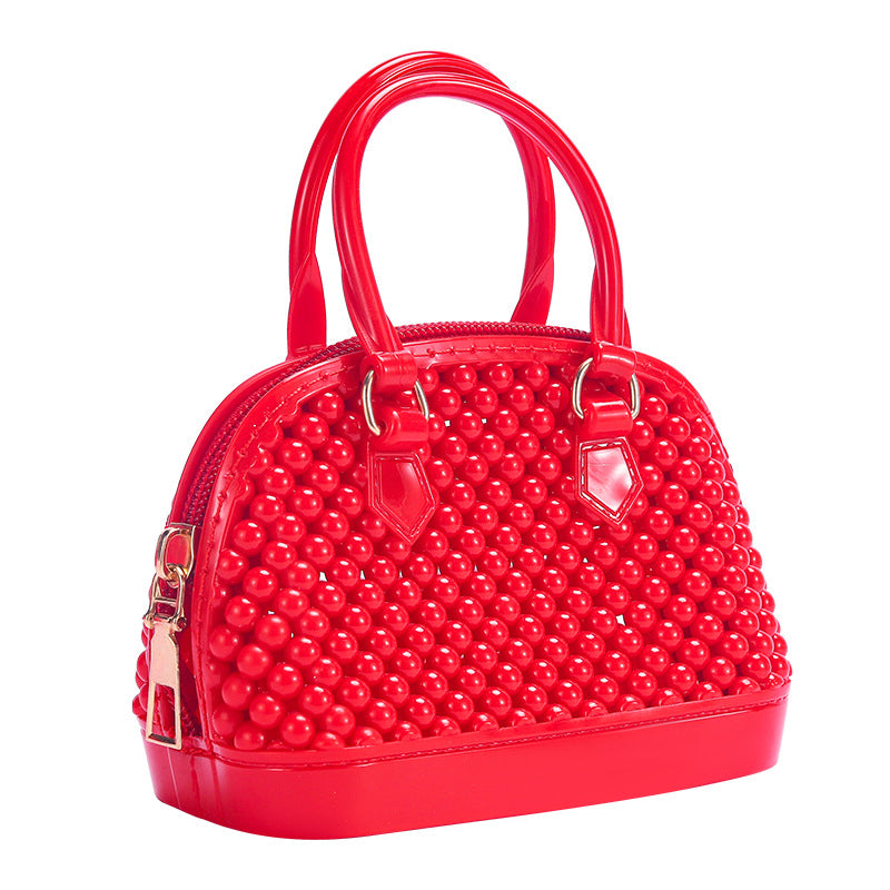 Cute Kids Beaded Handbag with Chain Strap for Girls, Fashionable Mini Shell Bag for Daily Use