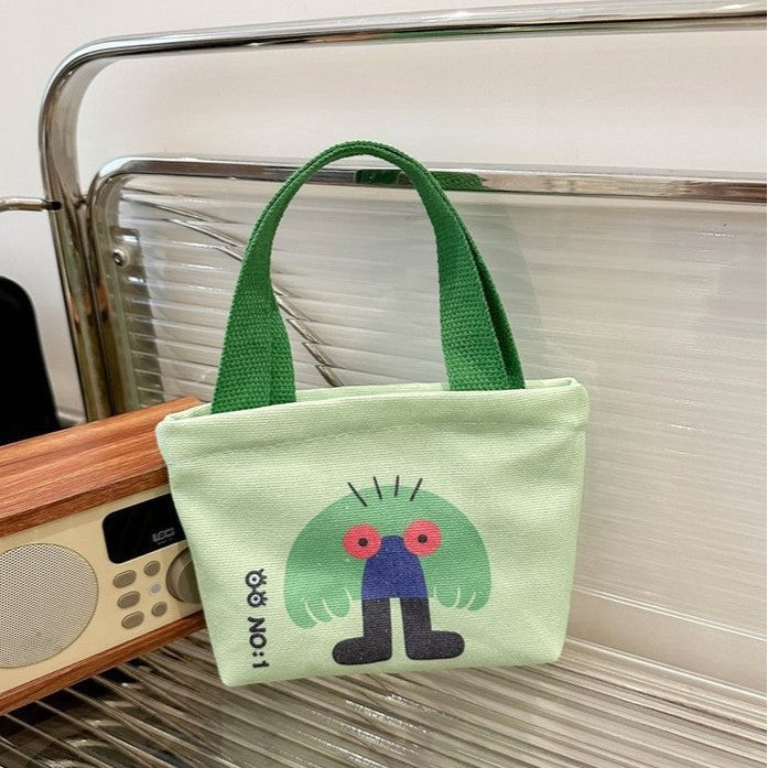 Portable Mini Fashion out Small Handbag Women's New Sundries Canvas Bag Office Worker New Storage Small Carrying Bag
