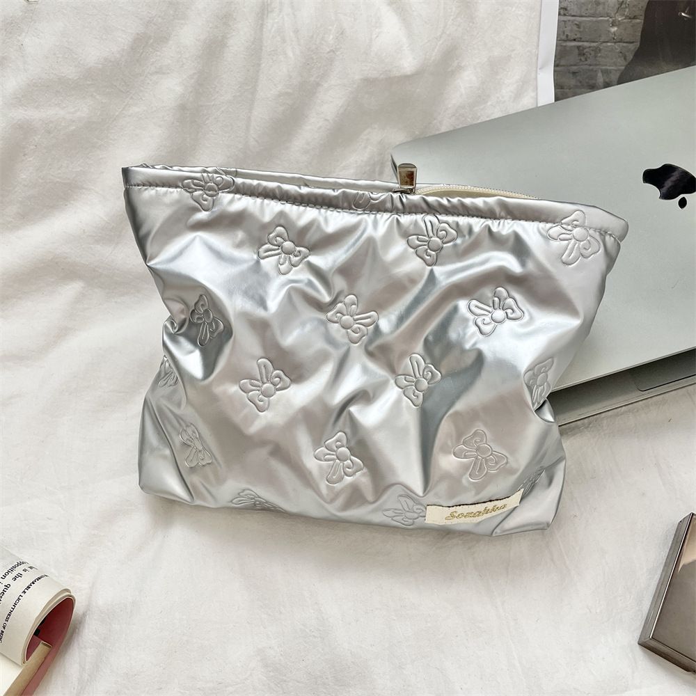 Korean Style Quilted PU Women's Handbag Cosmetic Bag Skin Care Products Buggy Bag Multi-Functional Travel Daily Matching Ins Style