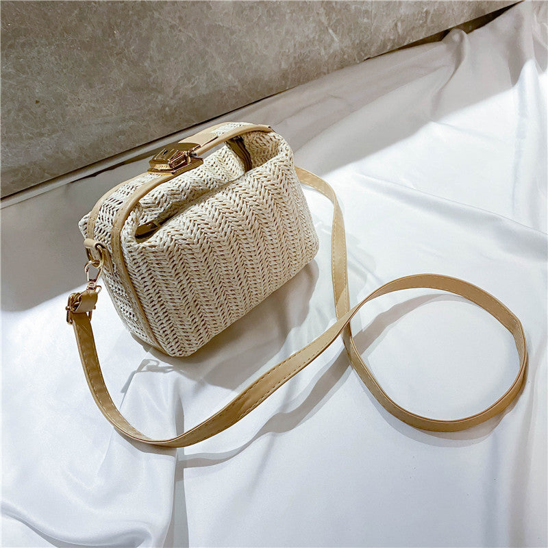 Spring and Summer Small Bags Women's New Fashionable Korean Style All-Match Messenger Bag Simple and Fresh Shoulder Straw-Weaved Handbag