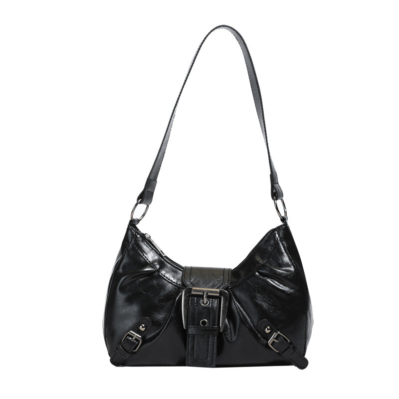 Women's Shoulder Bag New American Retro Commuting Elegant Distressed Style Underarm Motorcycle Bag