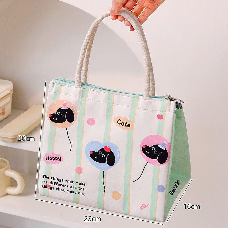 Cute Cat Design Insulated Lunch Bag with Large Capacity for Office and School Use