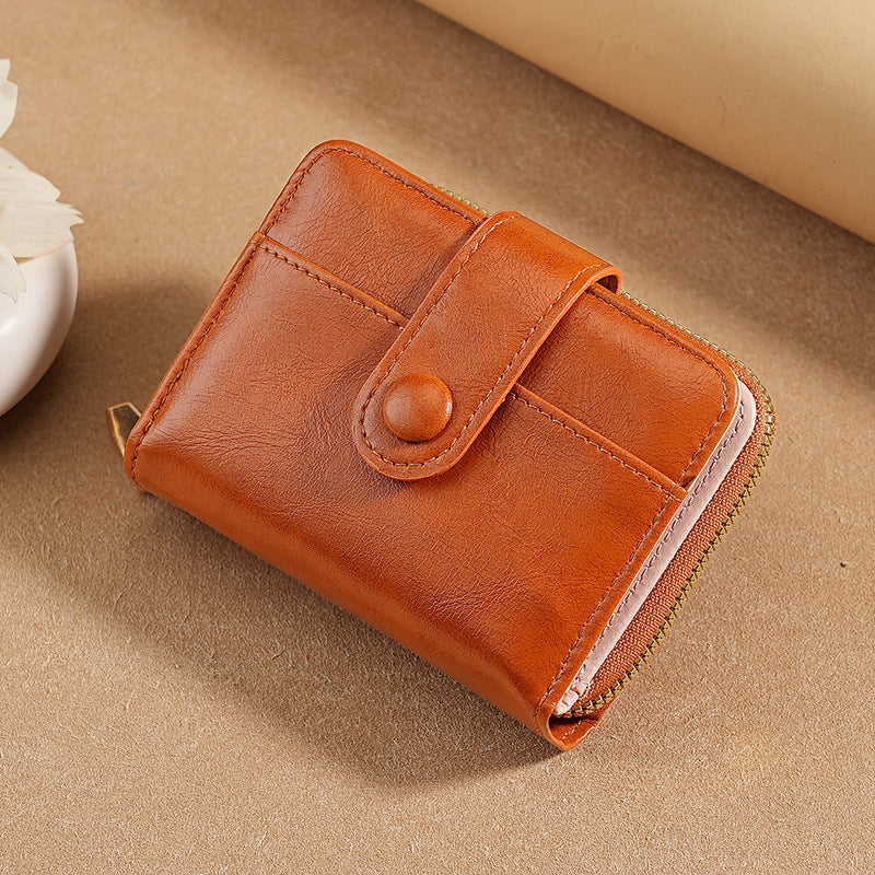 Minimalist Women's Wallet with Snap Closure and Coin Pocket, Stylish PU Leather Compact Design for Everyday Use