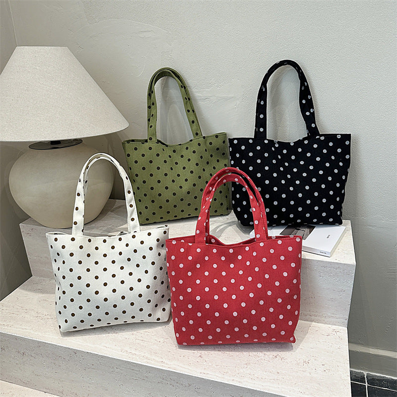 Tote Bag Women's Western Style All-Matching Casual Large Capacity Polka Dot Spring New Lazy Wind Fashion Shoulder Bag