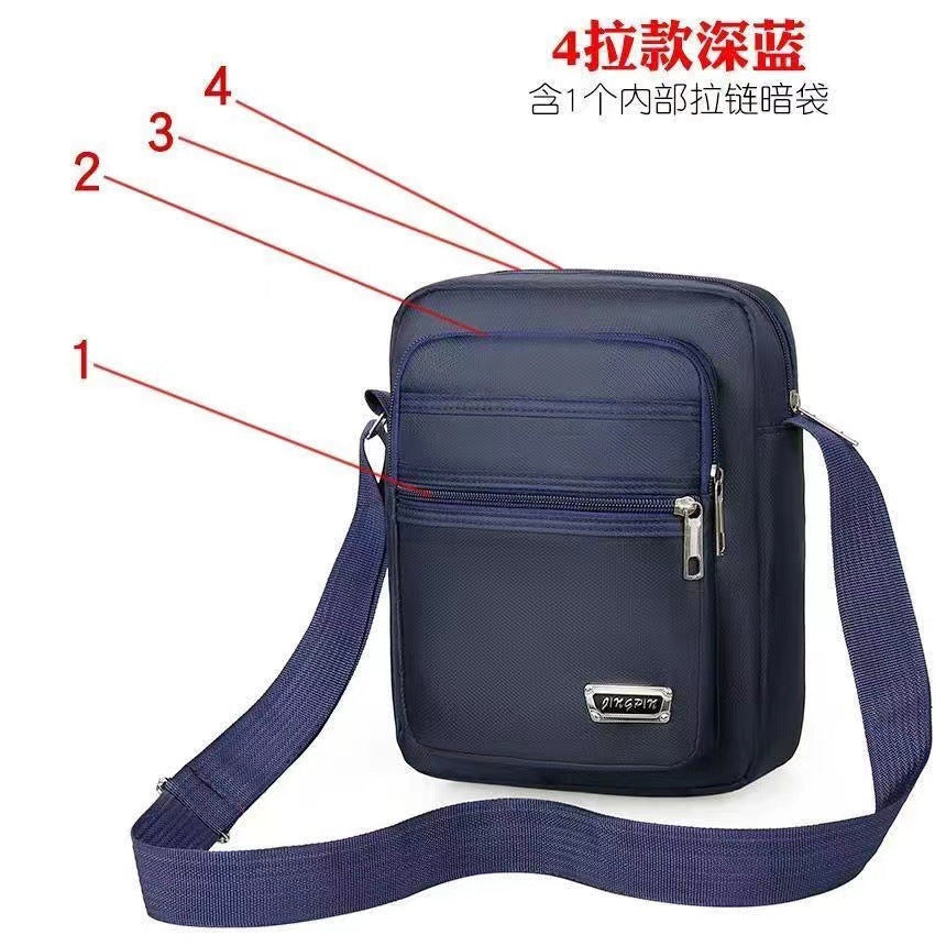 Men's Fashion Messenger Bag Multi-Layer Zipper Design Waterproof Business Casual All-Match Practical Shoulder Bag