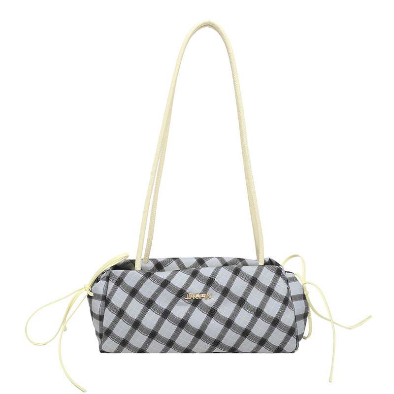 Good-looking Plaid Shoulder Bag Women's New Simple Casual Underarm Bag Zipper Closure with Mobile Phone Bag Practical Versatile Handbag