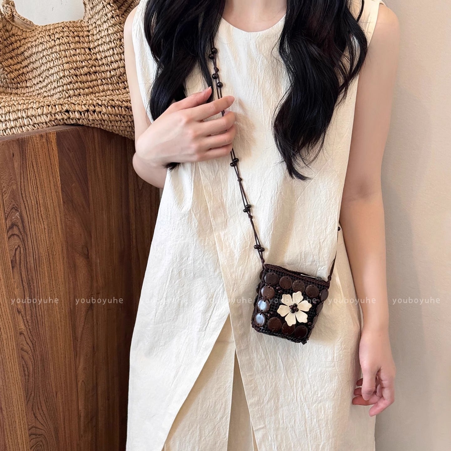Bohemian Ethnic Style Coconut Shell Bag Women's Hand-Woven Mini Special-Interest Design Coin Purse