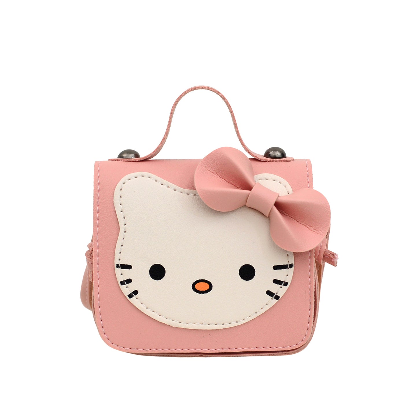 Cute Kitty Face Mini Crossbody Bag for Kids with Bow Design, Fashionable Daily Accessory