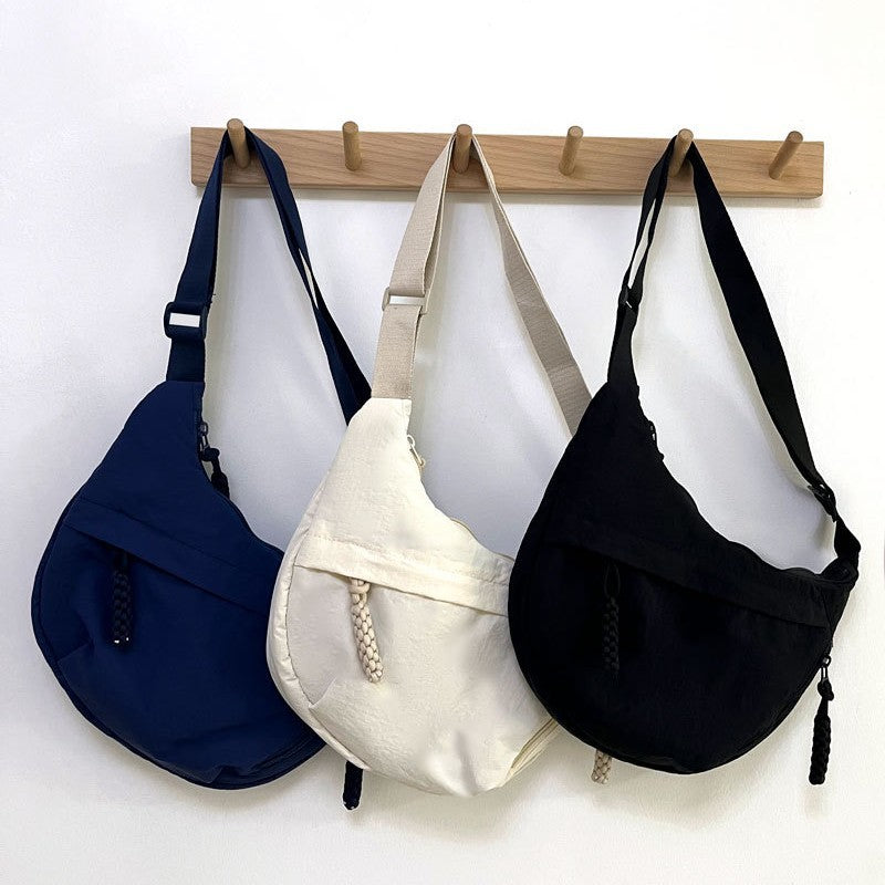 Fashion Cloth Bag Female Student Satchel Nylon Crossbody Cloth Bag Large Capacity Shoulder Bag Japanese Dumpling Bag