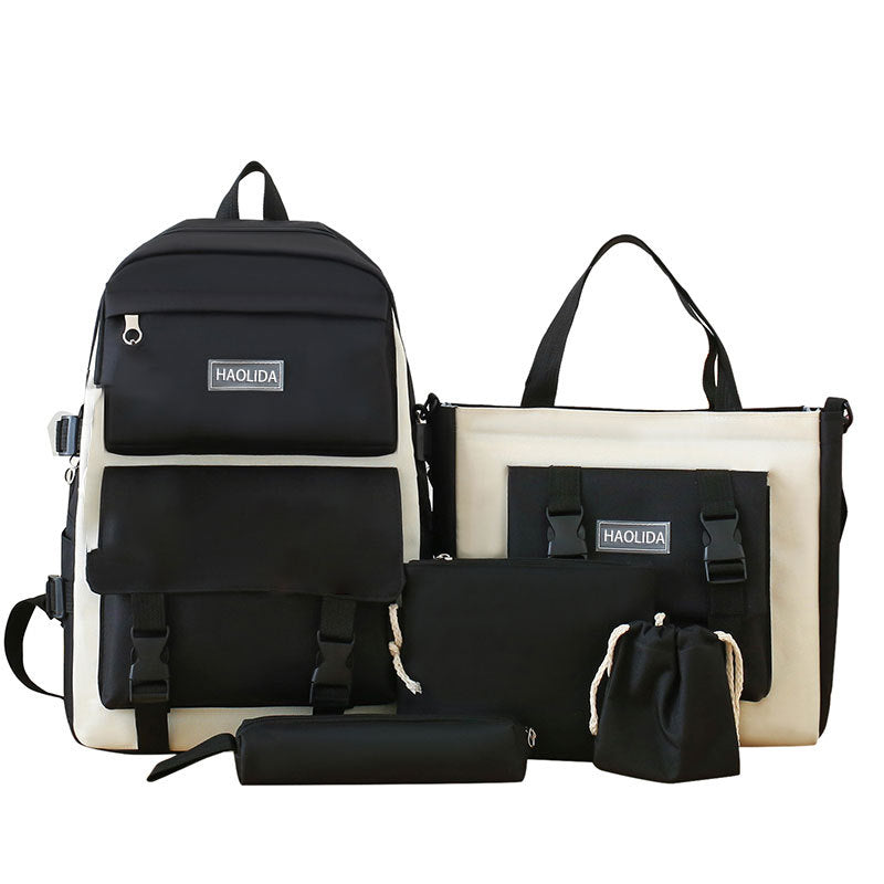 Cute Campus Style Backpack Set with Matching Bag and Accessories for Students