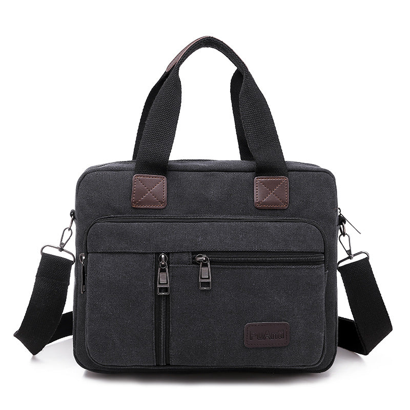 Canvas Men's Bag New Large Capacity Leisure Travel Business Shoulder Bag Versatile Retro Messenger Bag