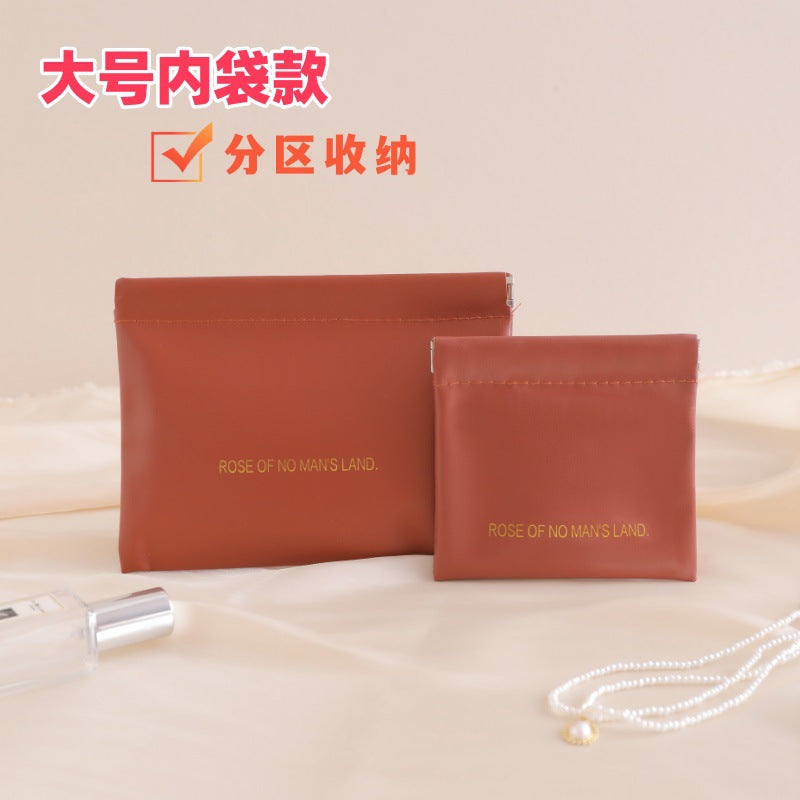 Minimalist PU Wallet with Auto-Closure Design for Earphones, Makeup, and Daily Essentials - Compact & Stylish