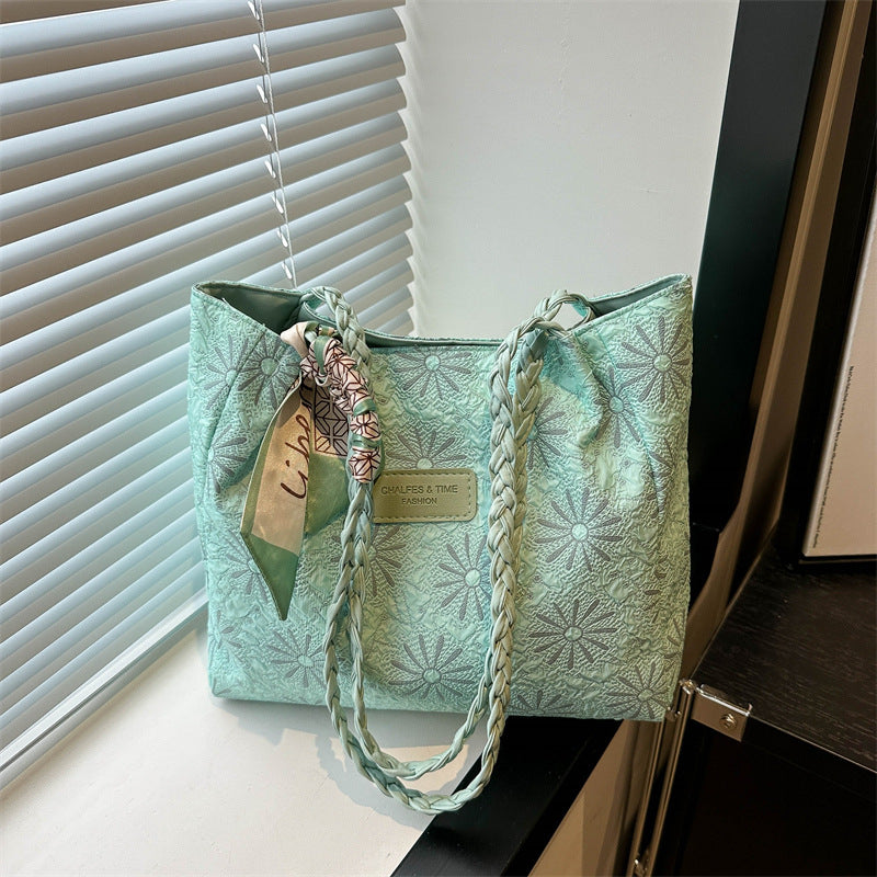 Women's Large Capacity Bag Spring and Summer New All-Match Commute Shoulder Bag College Student Class Tote Bag
