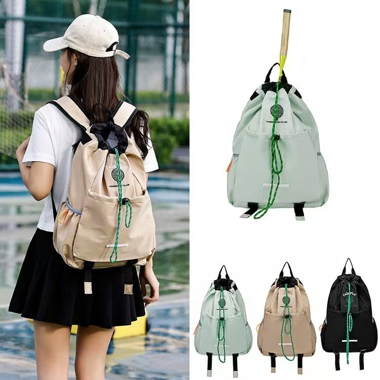 Large Capacity Drawstring Sports Backpack Suitable for Badminton Mountaineering Cycling Outdoor Sports Breathable Waterproof Portable Burden Alleviation Design