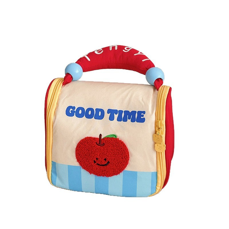 Cute Portable Cosmetic Bag Female Dopamine Contrast Color Large Capacity Portable Toiletry Bag Travel Cosmetics Classification Storage Bag