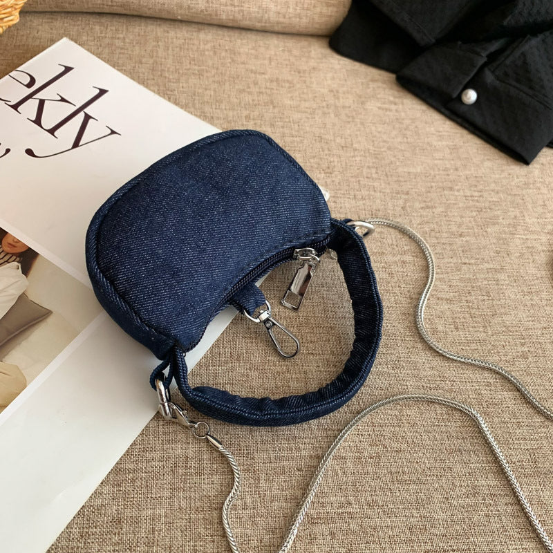 Mini Small Saddle Bag Crossbody Chain Handbags Women's New Korean Style Fashion Simple Lipstick Shoulder Bag