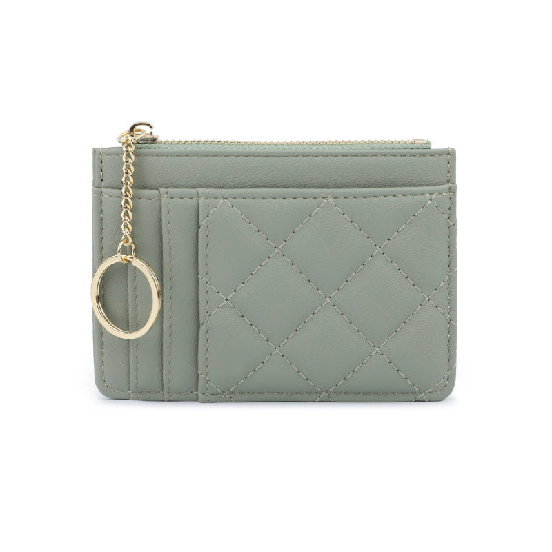 Rhombus Card Holder for Women with Keychain Multiple Card Slots Lightweight Storage European and American Retro Everyday Joker