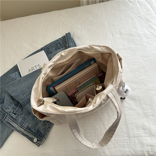 Women's Cotton-Padded Bag New Rhombus Large Capacity Portable Tote Bag Commuter Shopping Shoulder Bag