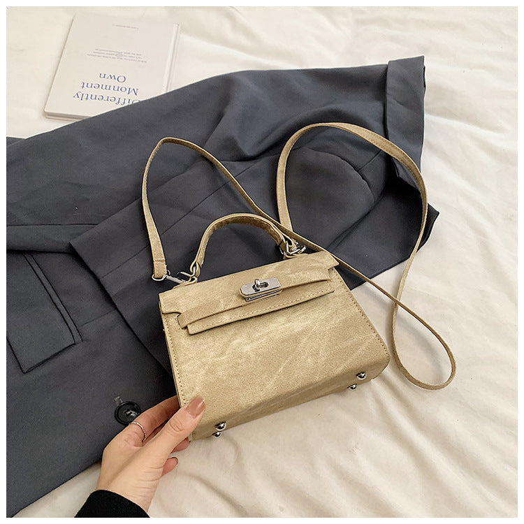 Retro Casual New Simple Fashion Lock Korean Style Crossbody Shoulder Portable Square Pouch Women