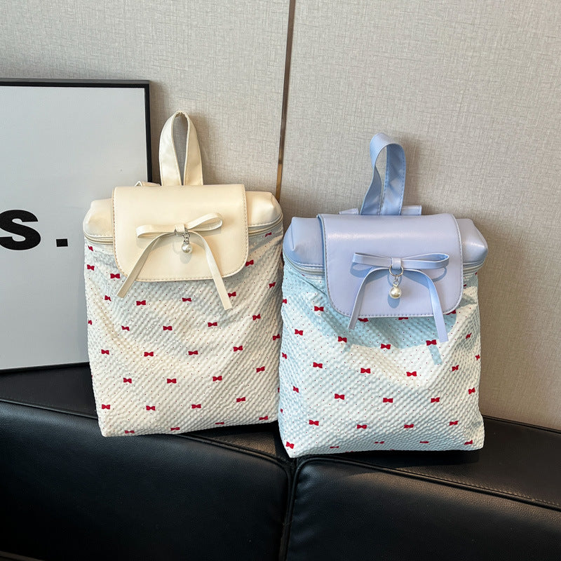 Large Capacity Fashion Backpack Women's New Travel Student Schoolbag Bow Design Practical Inner Bag