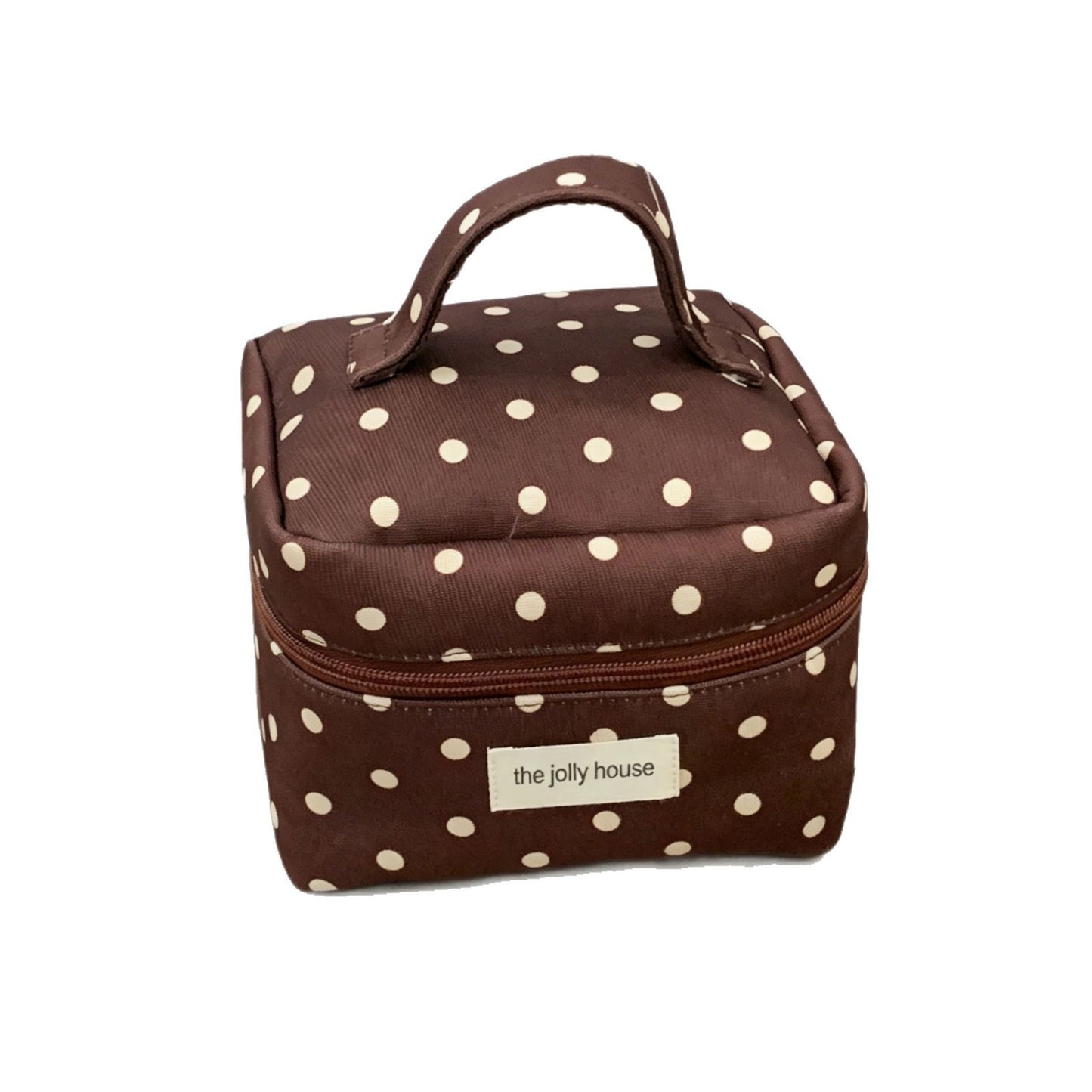 Vintage Polka Dot Cosmetic Bag with Zipper Closure - Portable Makeup Organizer for Women, Multi-functional and Washable