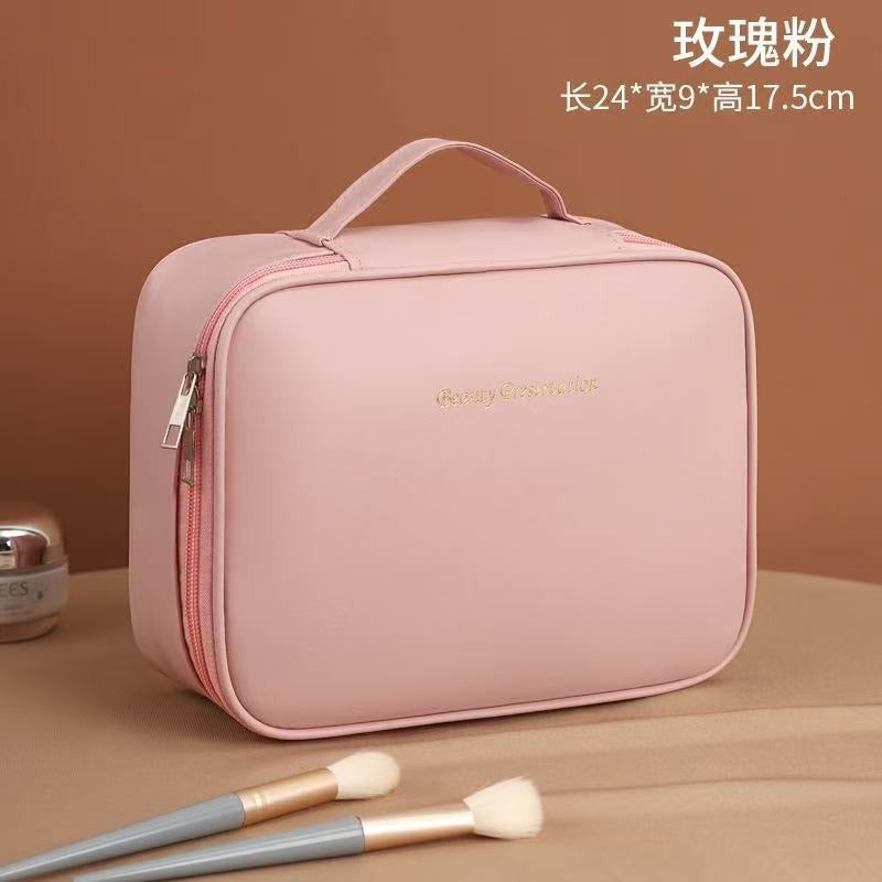 Elegant Large Capacity Cosmetic Bag with Multiple Compartments for Travel and Daily Use